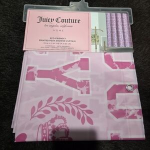 Juicy Couture Pink and White Script Shower Curtain